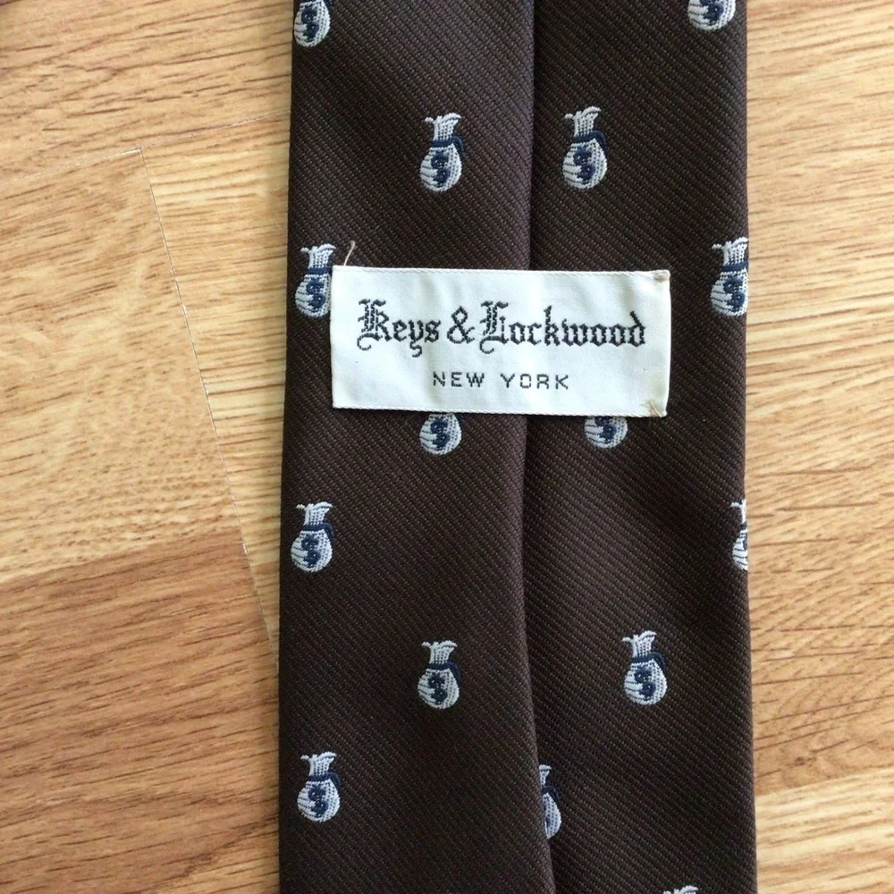 Keys & Lockwood Brown Money Bags Polyester Necktie